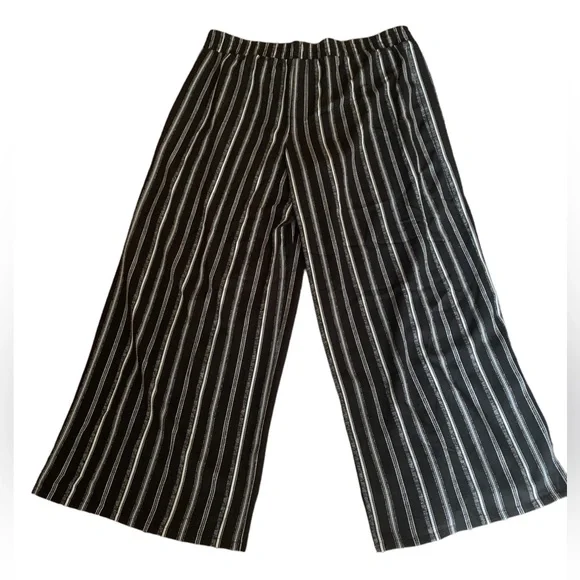APT. 9 Black White Stripe Pull On Dress Pants Wide Leg Plus Size Women’s Pants - Picture 6 of 9